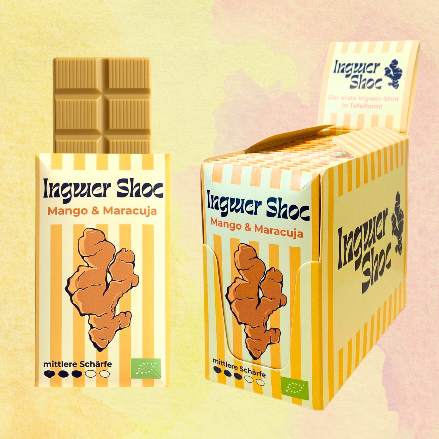 Bio Ingwer Shoc Mango & Maracuja, 20 Stück Vorteilsbox