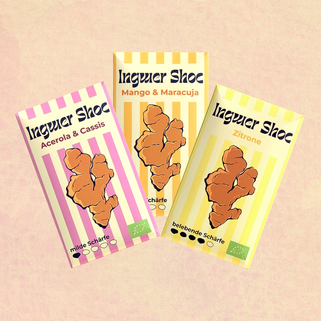 3er-Set Ingwer Shoc mit Verpackung
