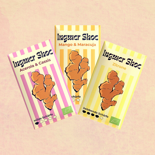 3er-Set Ingwer Shoc mit Verpackung